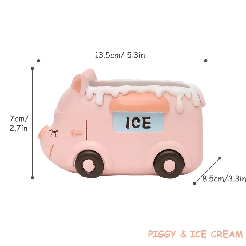 #1427# 【piggy&icecream】 フードトラックシリーズ かわいい プランター 植木鉢 多肉植物 ポットオーナメントホルダー ミニコンテナ_画像2