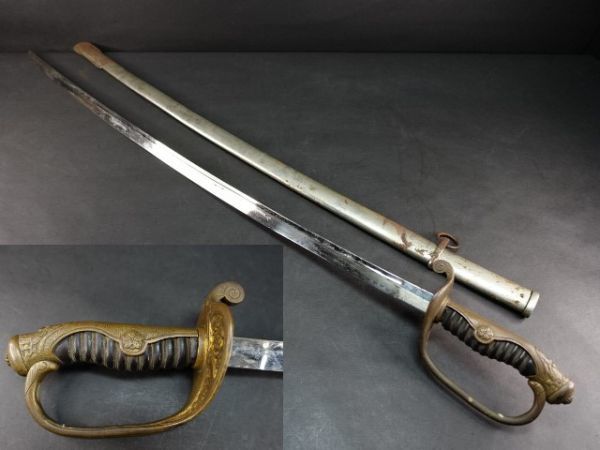 706 時代武具 旧日本軍 サーベル拵 指揮刀 模造刀 全長約85.5㎝(鍔、刀