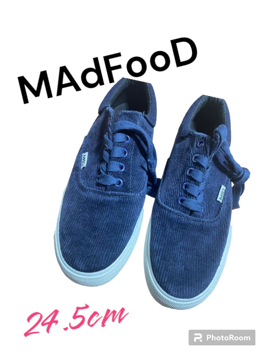 MAD MadFoot コーディロイ　スニーカー　24.5cm マッドフット　靴　ネイビー