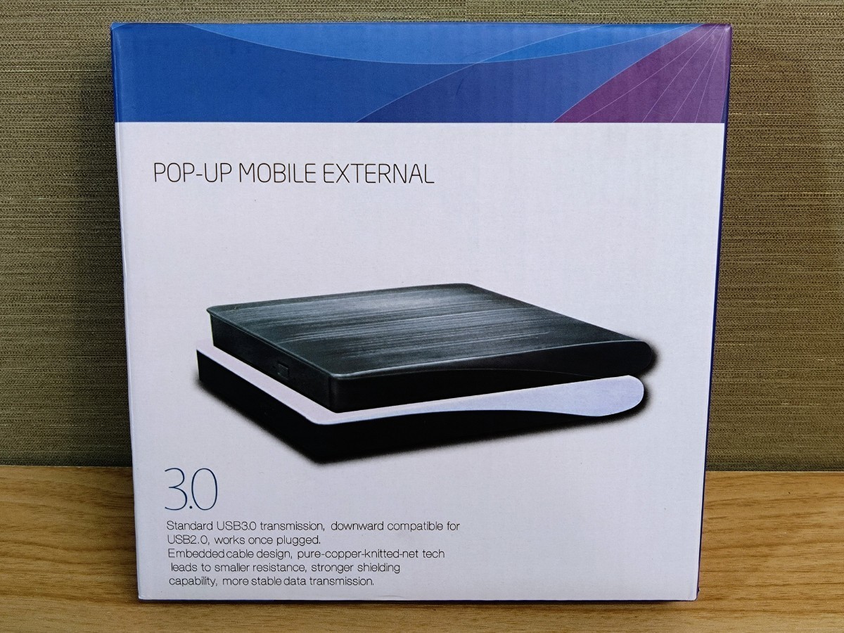 POP-UP MOBILE EXTERNAL USB3.0 外付けドライブ☆ポータブル☆DVD☆CD☆ブラック_画像1