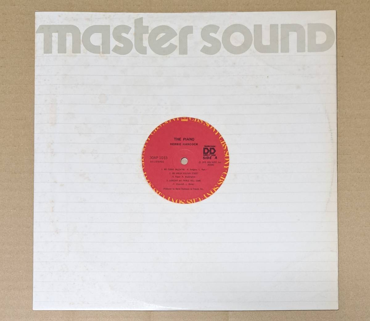 MASTER SOUND Direct Disk 高音質盤帯付LP◎ハービー・ハンコック(ソロ)『ザ・ピアノ』30AP1033 CBS・ソニー 1979年 Herbie Hankock 64891J_画像4