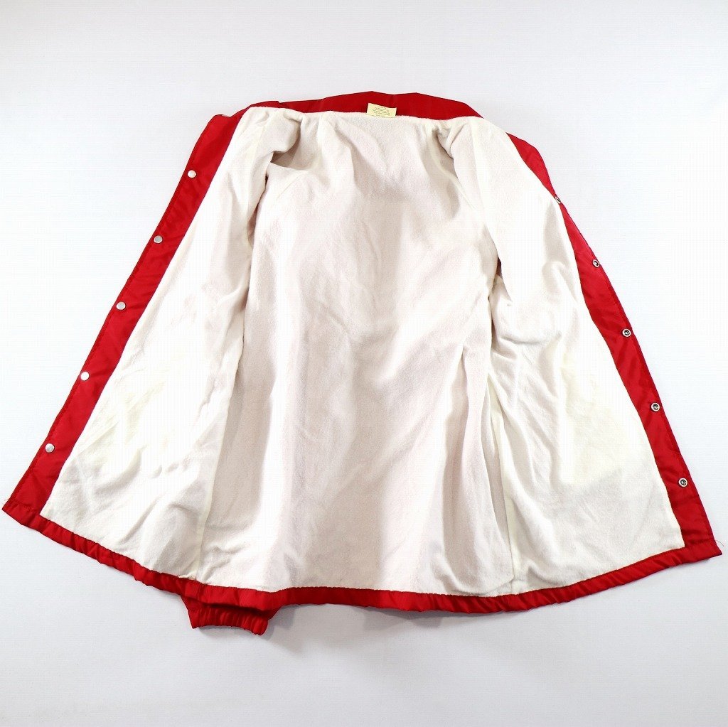 80年代 USA製 AUBURN Sportswear コーチジャケット アメカジ ラグランスリーブ 背面ロゴプリント レッド (メンズ S) N9481 /1円スタート_画像6