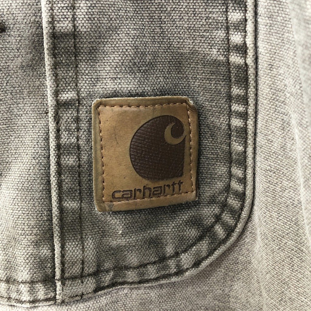 90年代 USA製 Carhartt カーハート ダック生地 オーバーオール ワーク アメカジ グレー (メンズ 44×30) 中古 古着 O9890_画像7