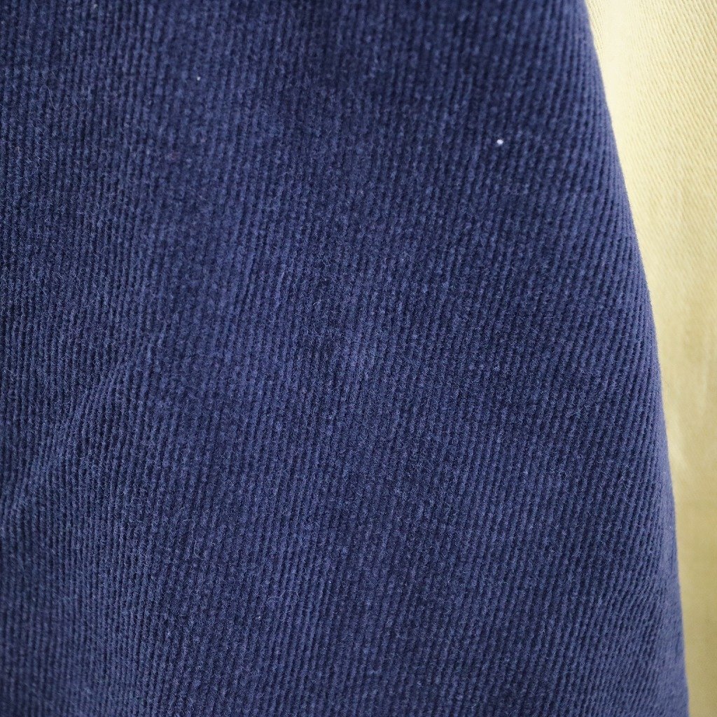 INDIAN BLUE SPORT コーデュロイ切替 長袖シャツ 刺繍 カジュアル ワンポイント ネイビー (メンズ XL) N7481 /1円スタート_画像3
