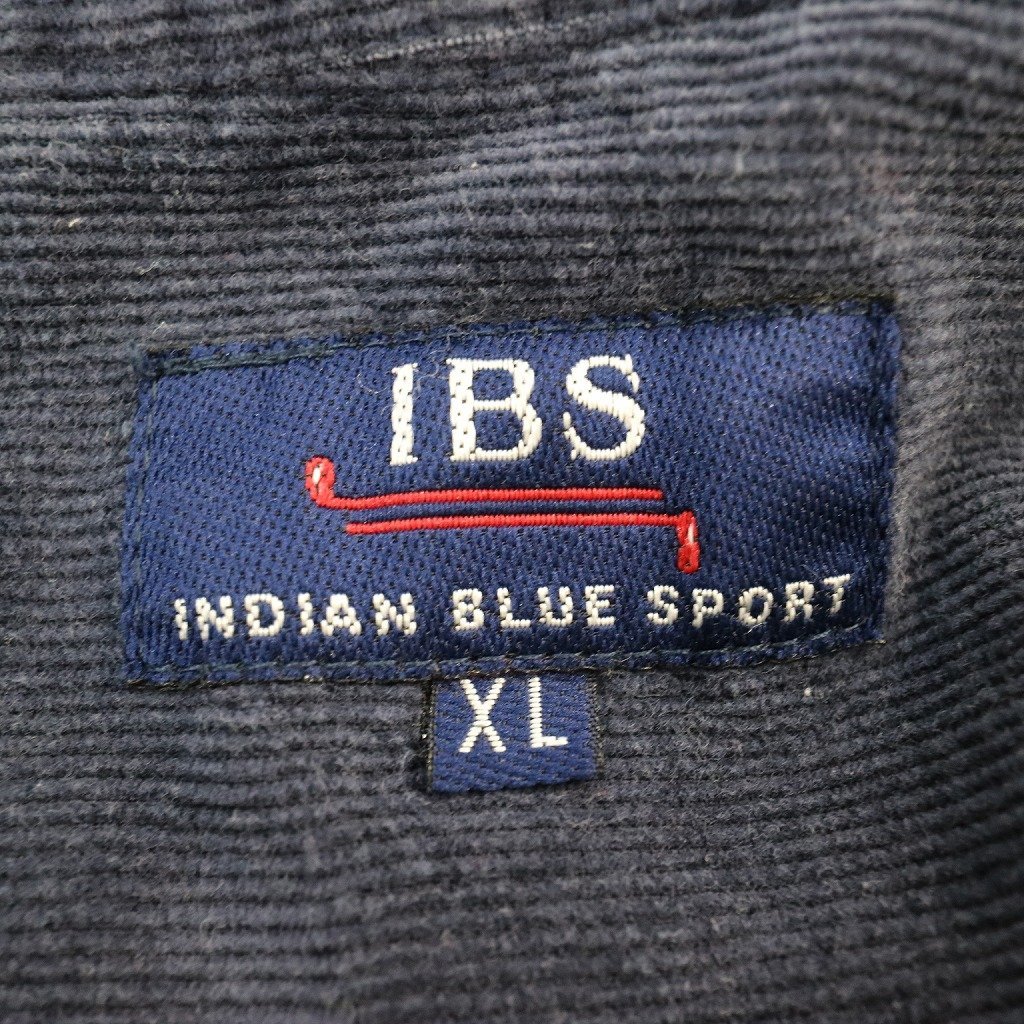 INDIAN BLUE SPORT コーデュロイ切替 長袖シャツ 刺繍 カジュアル ワンポイント ネイビー (メンズ XL) N7481 /1円スタート_画像10