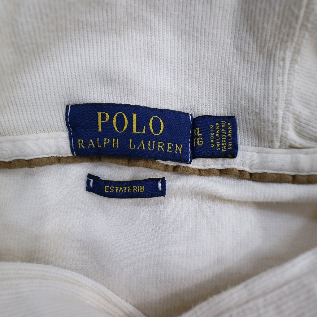 Polo by Ralph Lauren ポロバイラルフローレン ショールカラースウェット アメカジ 無地 ホワイト (メンズ XL) N7663 /1円スタート_画像8