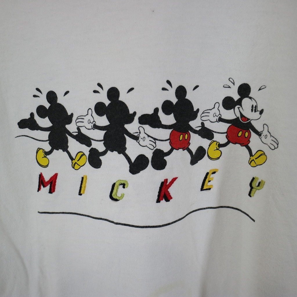 MICKEY&CO. ミッキー ディズニー イラスト 半袖Ｔシャツ 刺繍 ディズニー ホワイト (メンズ XL) N8136 /1円スタート_画像6