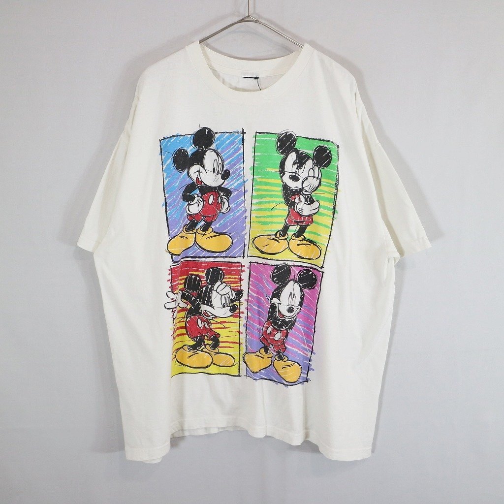 ディズニー ミッキーマウス 半袖Ｔシャツ アメカジ キャラクター ホワイト (メンズ XL相当) N8236 /1円スタート_画像1