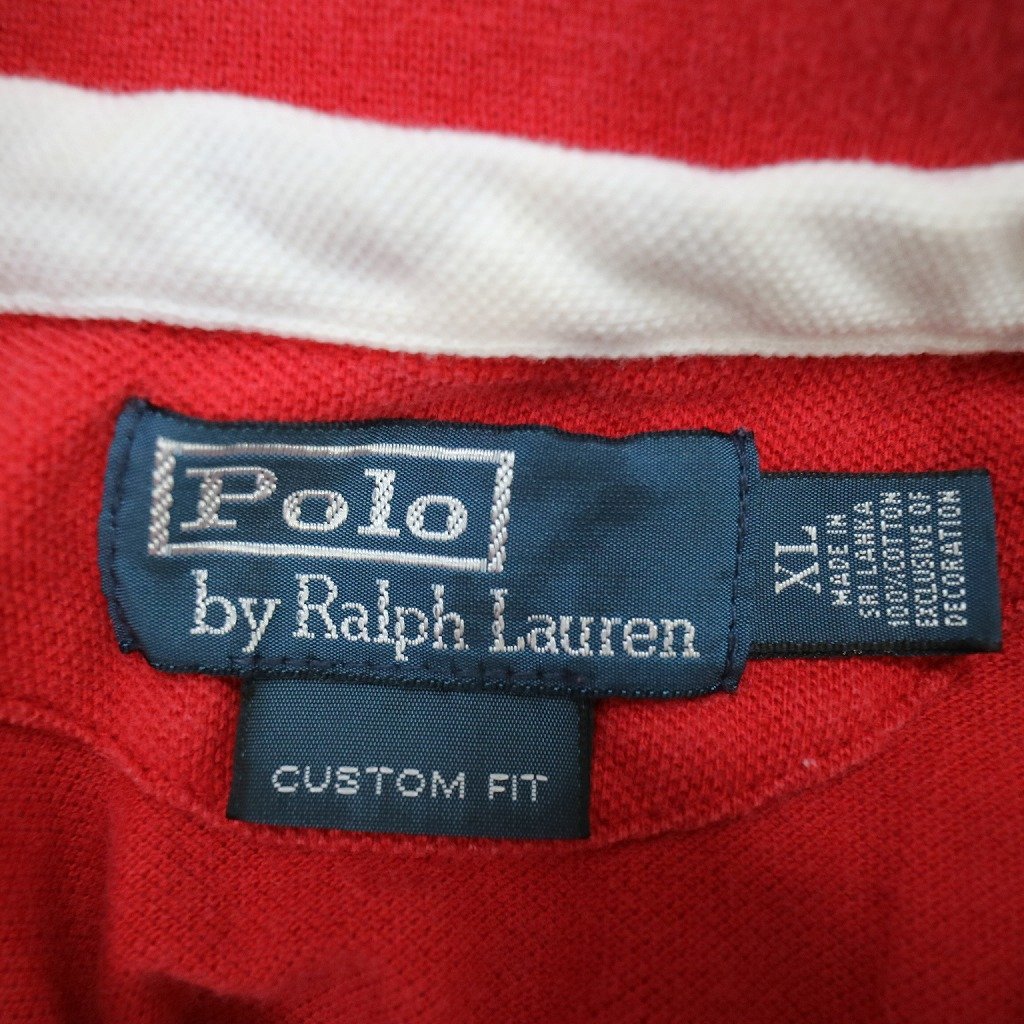Polo by Ralph Lauren ポロバイラルフローレン ワンポイントロゴ ポロシャツ アメカジ レッド (メンズ XL) N8841 /1円スタート_画像8