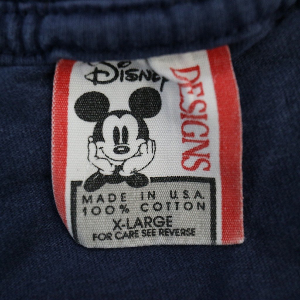 90年代 USA製 Disney Designs ディズニーデザイン ミッキーマウス 半袖Ｔシャツ アメカジ ネイビー (メンズ XL) N8843 /1円スタート_画像8