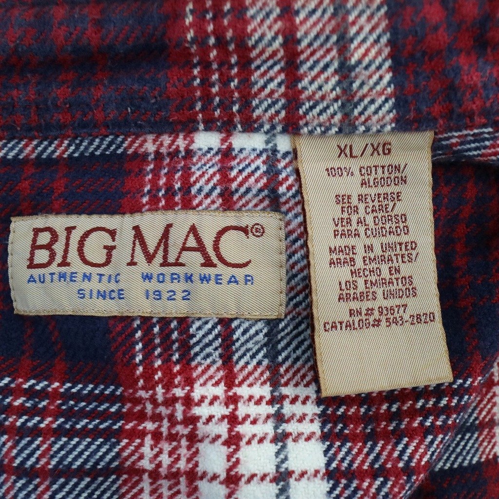 BIG MAC ビッグマック ウエスタンネル 長袖シャツ アメカジ チェック レッド (メンズ XL) N9223 /1円スタート_画像9