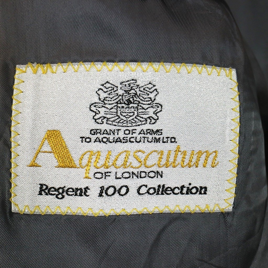 USA製 Aquascutum アクアスキュータム シングルテーラードジャケット フォーマル ユーロ グレー (メンズ L相当) N9581 /1円スタート_画像9