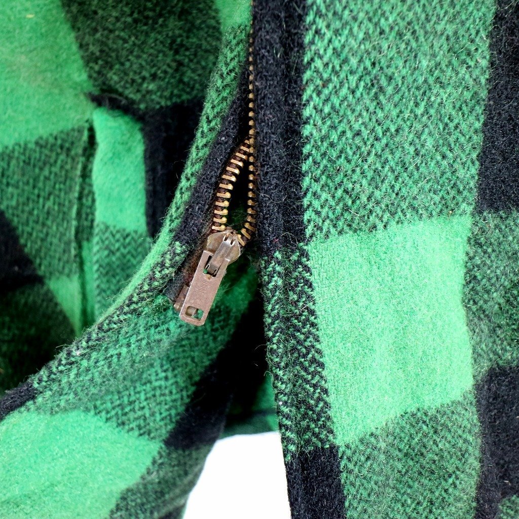 70年代 Melton outer wear ウール フルジップジャケット 防寒 アメカジ バッファローチェック (メンズ 2XL相当) O0122 /1円スタート_画像8