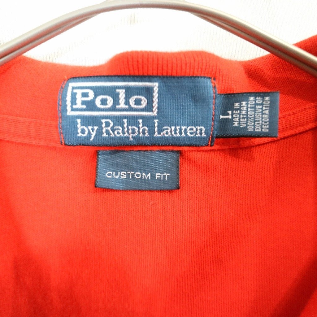 Polo by Ralph Lauren ポロバイラルフローレン ワンポイントロゴ ポロシャツ レッド (メンズ L) O0490 /1円スタート_画像7