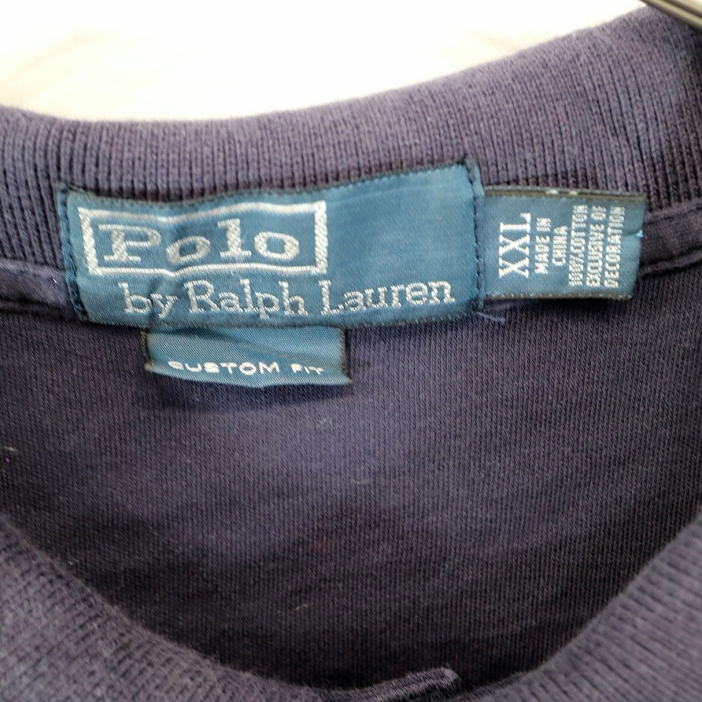 Polo by Ralph Lauren ポロバイラルフローレン ワンポイントロゴ ポロシャツ ネイビー (メンズ XXL) O0460 /1円スタート_画像6
