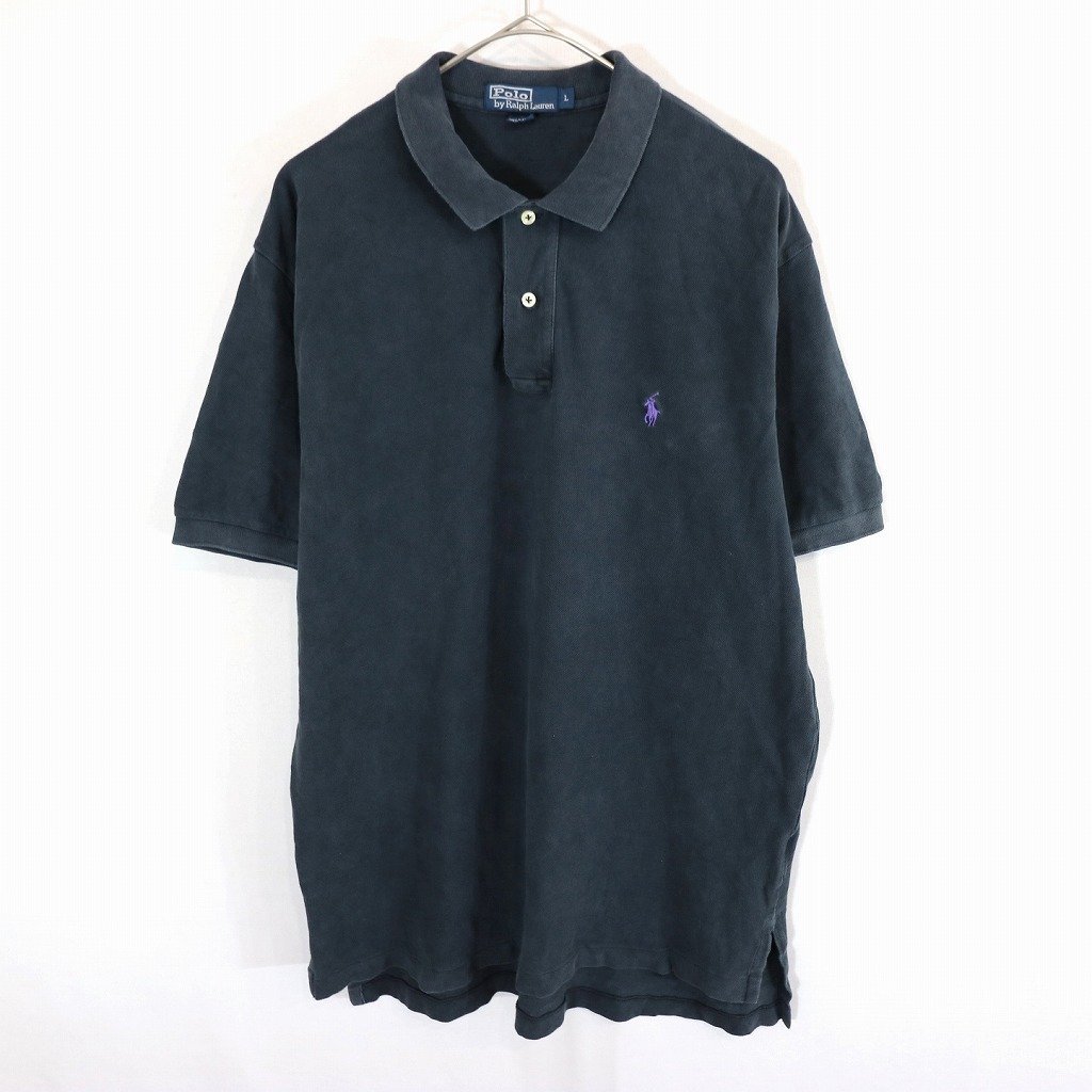 Polo by Ralph Lauren ポロバイラルフローレン ワンポイントロゴ ポロシャツ ネイビー (メンズ L) O0433 /1円スタート_画像1