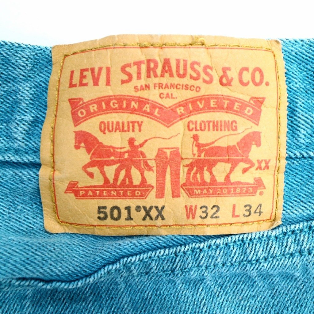 90年代 Levi's リーバイス 501 デニムパンツ アメカジ エメラルドグリーン (メンズ 32X34) O0357 /1円スタート_画像9