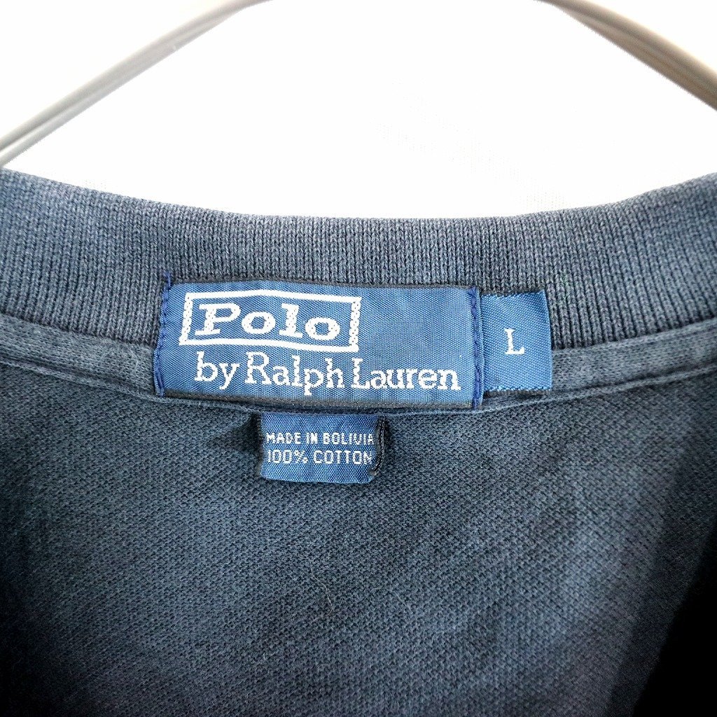 Polo by Ralph Lauren ポロバイラルフローレン ワンポイントロゴ ポロシャツ ネイビー (メンズ L) O0433 /1円スタート_画像9