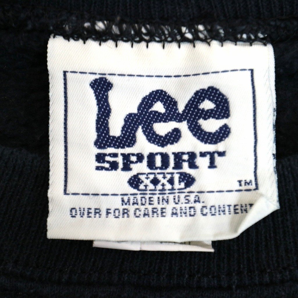 80年代 USA製 Lee リー クルーネックスウェット 大きいサイズ 英文字刺繍 ブラック (メンズ XXL) O0731 /1円スタート_画像7