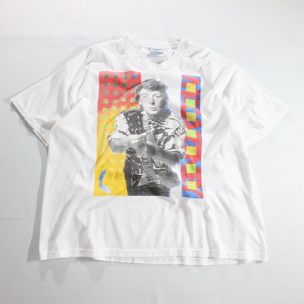 F□80年代 USA製 Paul Mccartney ポールマッカートニー ワールドツアー プリント 半袖 Tシャツ 音楽 ミュージシャン (XL) 中古 古着 k4645_画像1