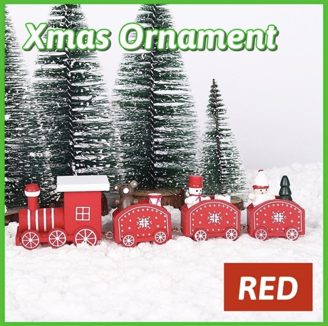 木製 汽車 レッド 赤 列車 オーナメント 北欧 クリスマス