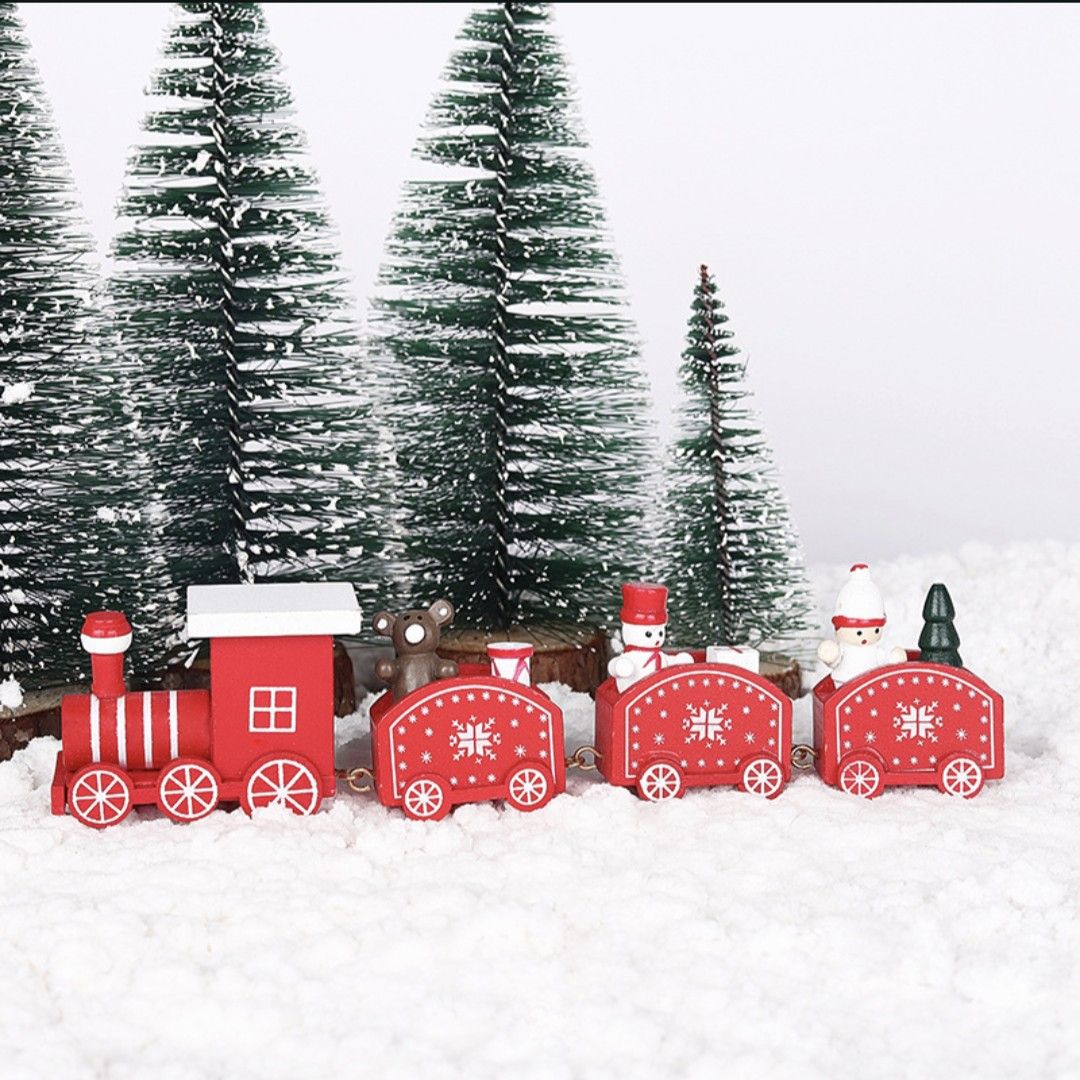 木製 汽車 レッド 赤 列車 オーナメント 北欧 クリスマス