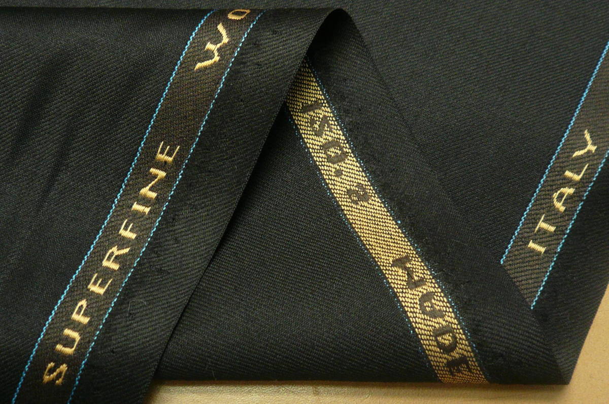 a944・ウール100%・黒3m・綾織・無地・光沢有・張無・落ち感有・イタリア製・スーツ・スカート・ワンピース・パンツ_画像2