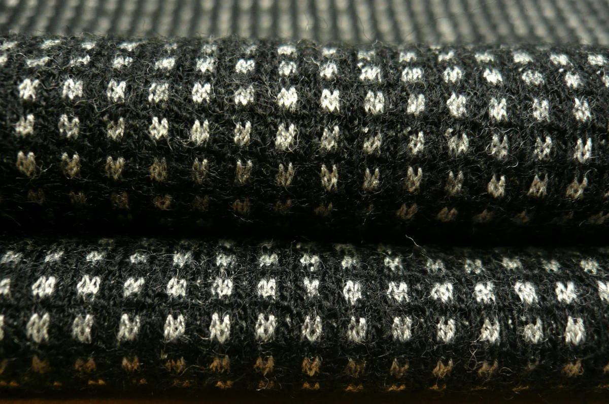 a956・ウール100%・黒/キナリ3m・圧縮ニット・接結・両面微起毛・ソフトジャケット・スカート・ワンピース・マントポンチョ_画像1
