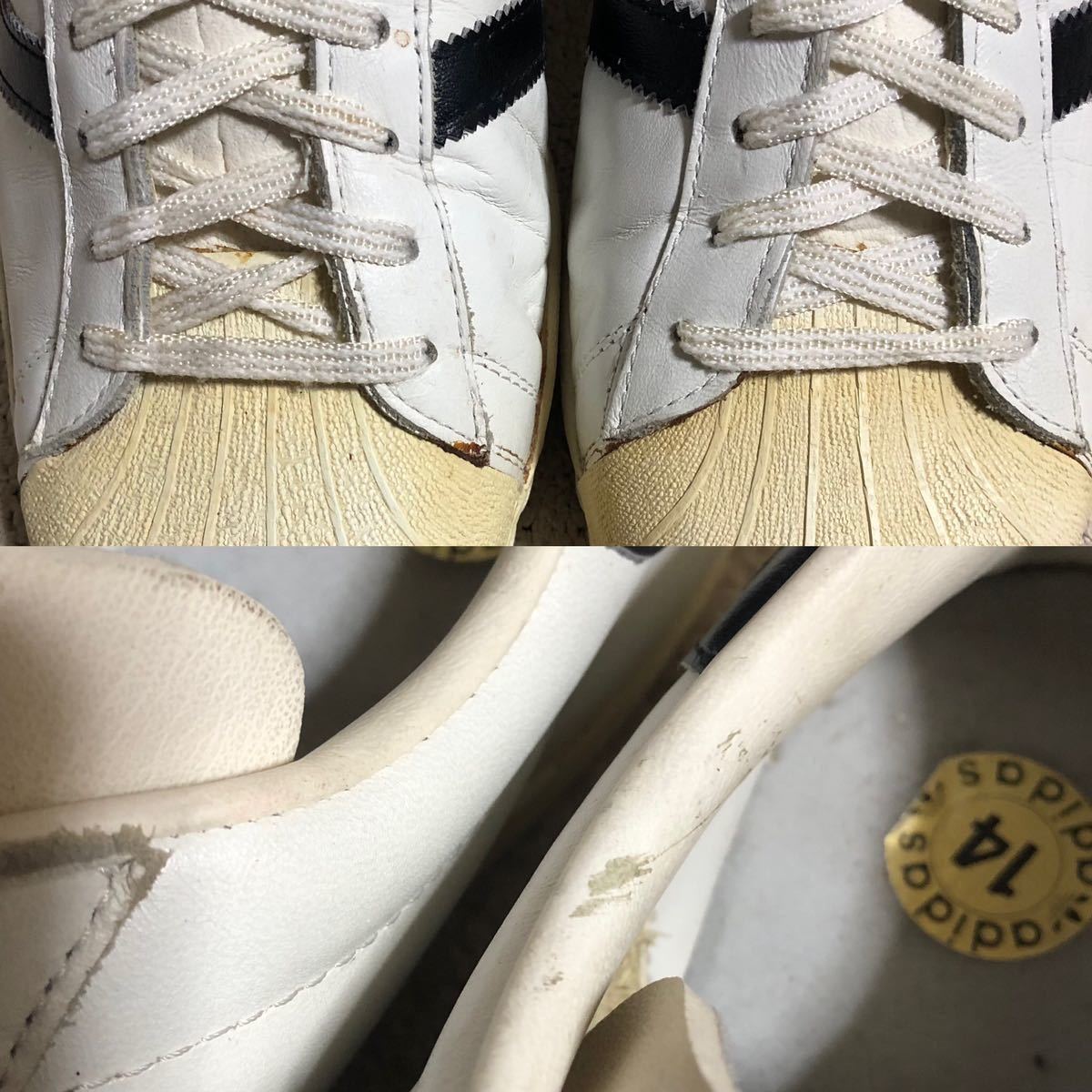 デッドストック ヴィンテージ/ビンテージ 70's adidas/アディダス SUPER STAR/スーパースター フランス製 金ベロ オリジナル US14_画像10