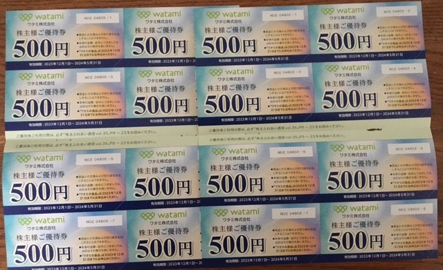 ワタミ株主優待券・8000円分（500円×16枚）_画像1