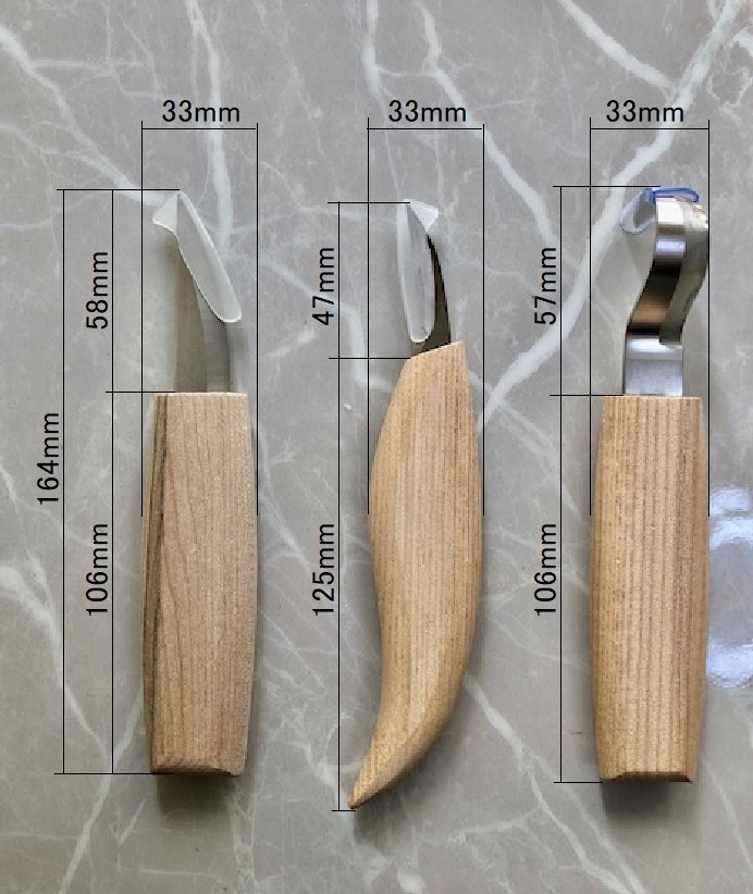 【3本セット】■カービングナイフ■スプーン 小刀 ククサ 彫刻刀 マグカップ 木彫り グリーンウッド DIY 製作 工芸 図工_画像2