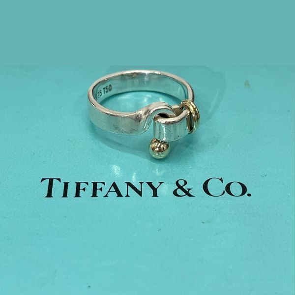 【イチオク】 ティファニー TIFFANY＆CO. アトラスワイド リング 指輪 シルバー SV925 銀 ゴールド K18 750 金 約 11号 箱付き 保存袋付き_画像1