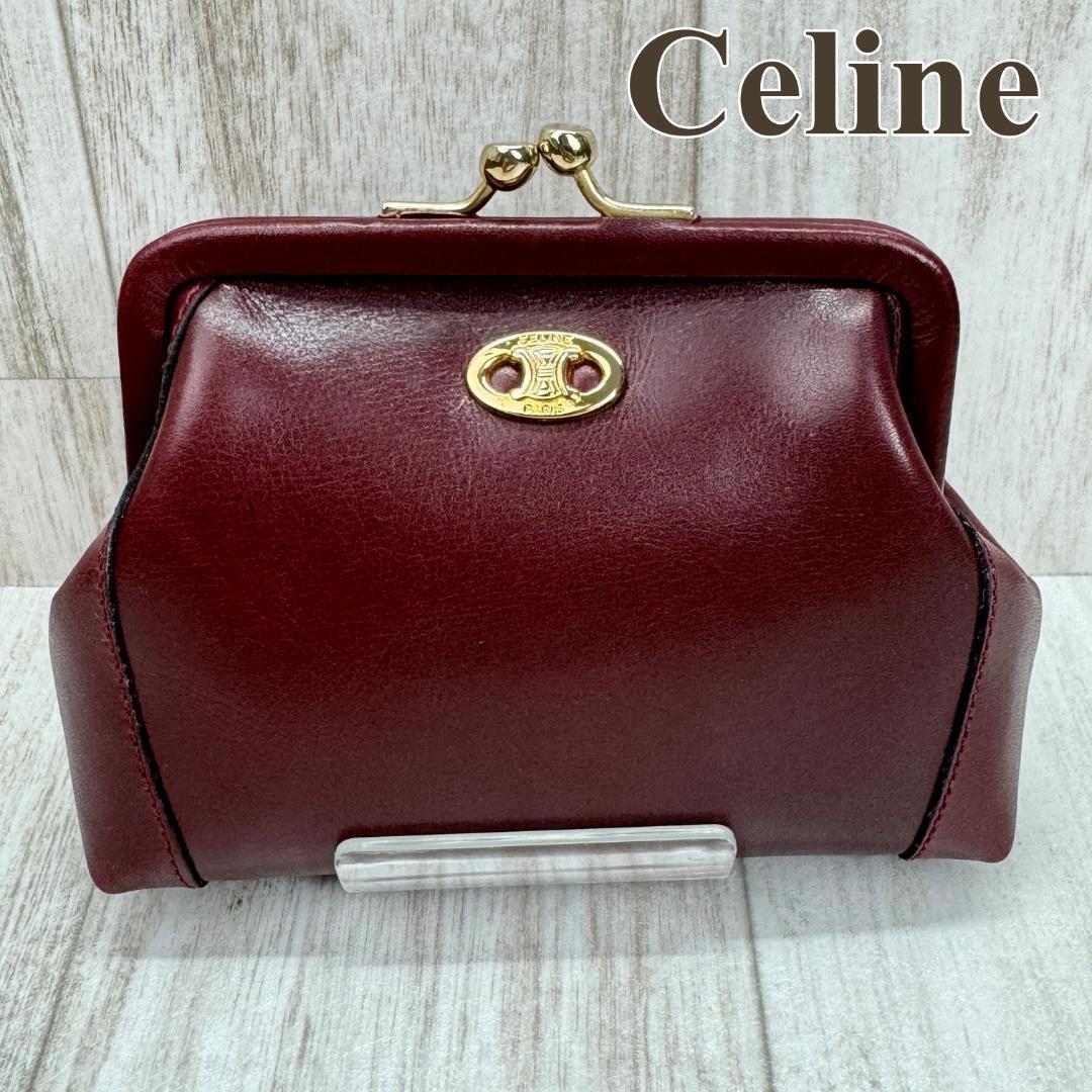 セリーヌ CELINE コインケース 小物入れ がま口 マカダム オールド ヴィンテージ レトロ レア 希少 ボルドー