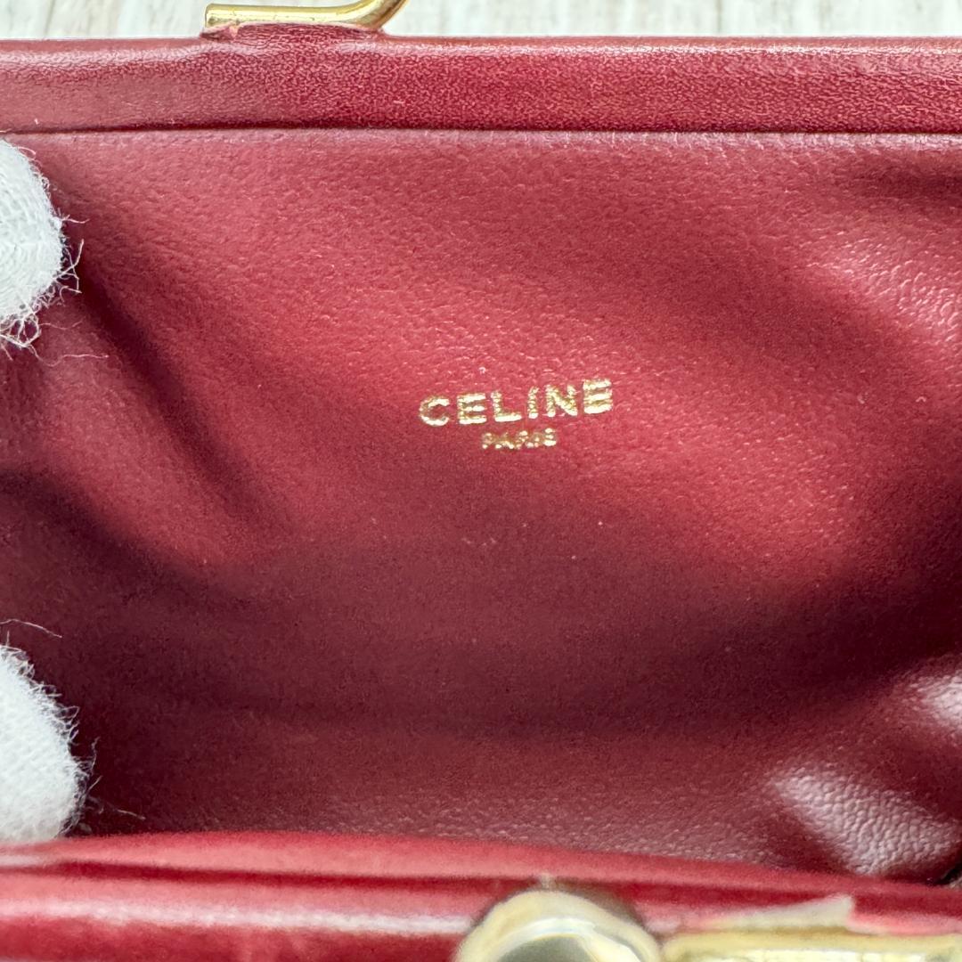 セリーヌ CELINE コインケース 小物入れ がま口 マカダム オールド ヴィンテージ レトロ レア 希少 ボルドー