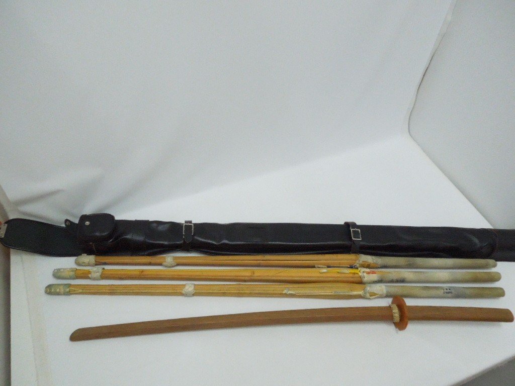 ‡ 0661 Kendo Bamboo Sword Sword Redugary 3 бамбуковые мечи около 113cmx2 Приблизительно 109cmx1 1 Деревянный меч 1 см Деревянный Меч Имя