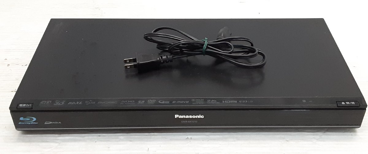 §　B27551　【ジャンク】　Panasonic　ブルーレイディスクレコーダー　DIGA　DMR-BRT210　2012年製　リモコンなし　ブラック_画像1