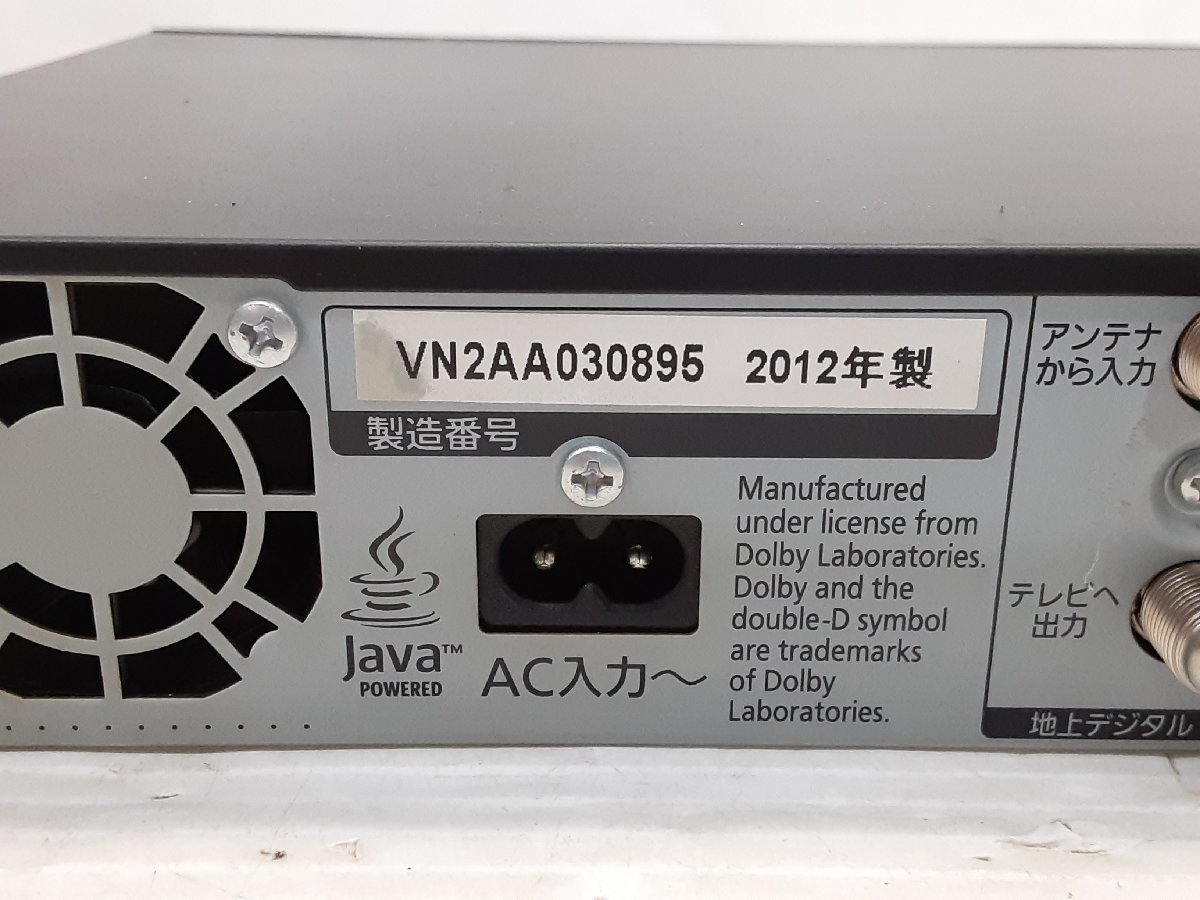 §　B27551　【ジャンク】　Panasonic　ブルーレイディスクレコーダー　DIGA　DMR-BRT210　2012年製　リモコンなし　ブラック_画像7