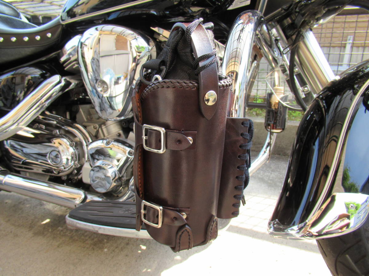  Tochigi leather made saddle leather code bread color gasoline carrying can holder (1L portable can attaching ) Harley american bike 
