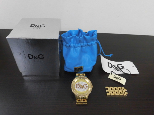 D&G TIME DOLCE＆GABBANA ドルガバ DW0379 メンズ腕時計 ゴールドカラー 不動 激安1円スタート_画像1