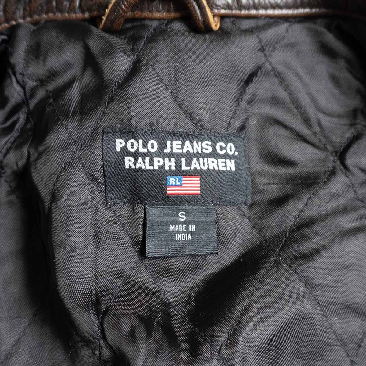 【希少】POLO JEANS RALPH LAUREN【レザー ピーコート】S ポロジーンズ ラルフローレン 2311213_画像4