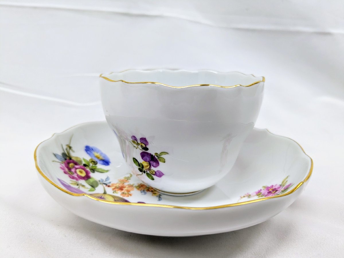 良品 一級品 マイセン/Meissen カップ&ソーサー ベーシックフラワー コーヒーカップ ティーカップ_画像3