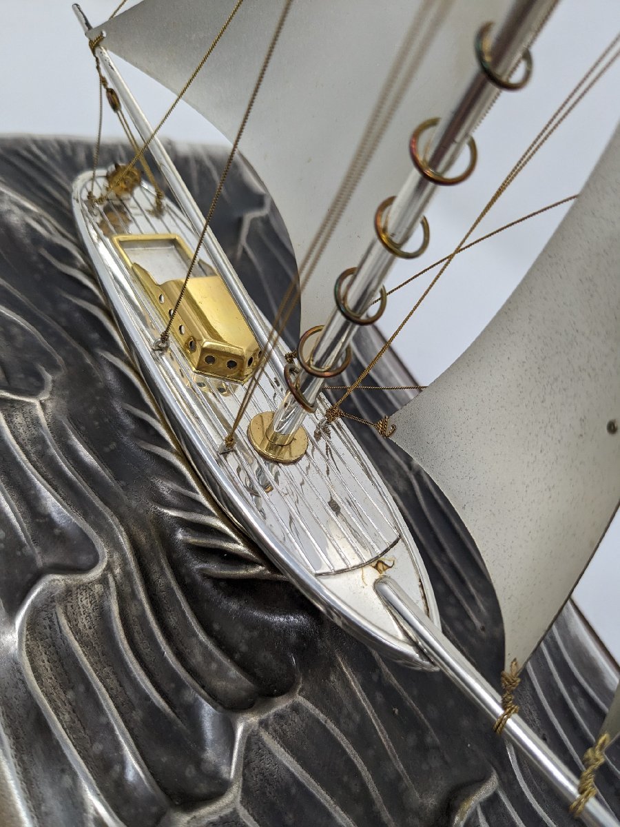 銀製 三越謹製 ヨット ガラスケース付 飾り物 縁起 帆船 約187 STERLING 960 スターリングシルバー_画像5