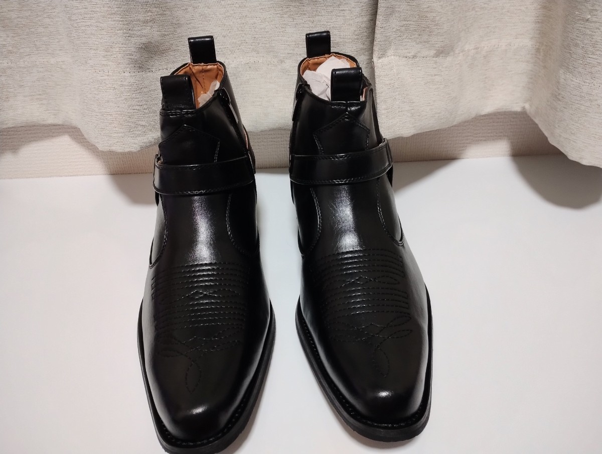 ［新品・未使用］ウエスタンブーツ 黒 26.0cm メンズブーツ エンジニアブーツ フェイクレザー 革靴_画像2