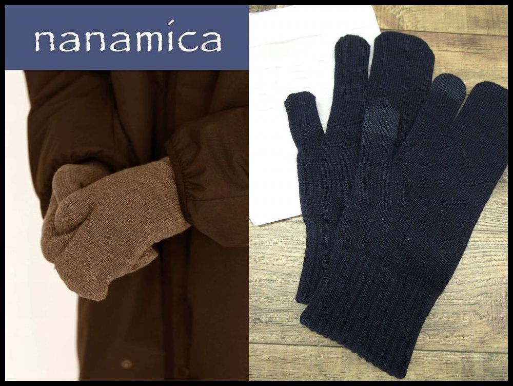  free postage new goods regular price 13,200 nanamicana Nami ka22AW SUKF260 TECH GLOVES light electron cashmere . knitted glove gloves Tec glove navy blue ②