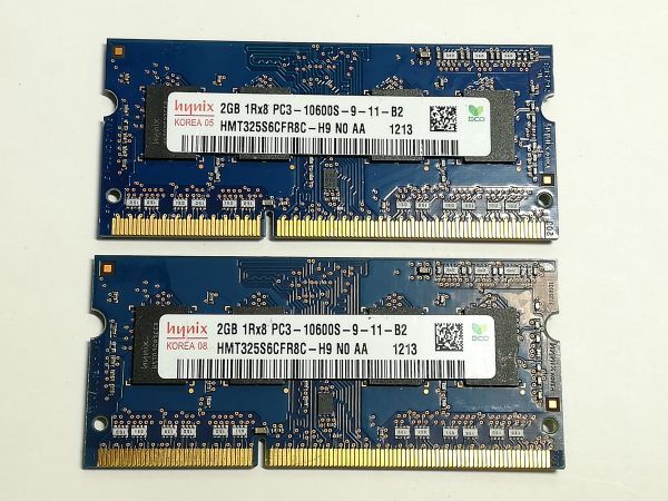 中古品★Hynix メモリ 2GB 1Rx8 PC3-10600S-9-11-B2★2G×2枚 計4GB_画像1