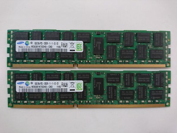 中古品★Samsung サーバー用メモリ 8GB 2Rx4 PC3-12800R-11-11-E2-D3★8G×2枚 計16GBの画像1