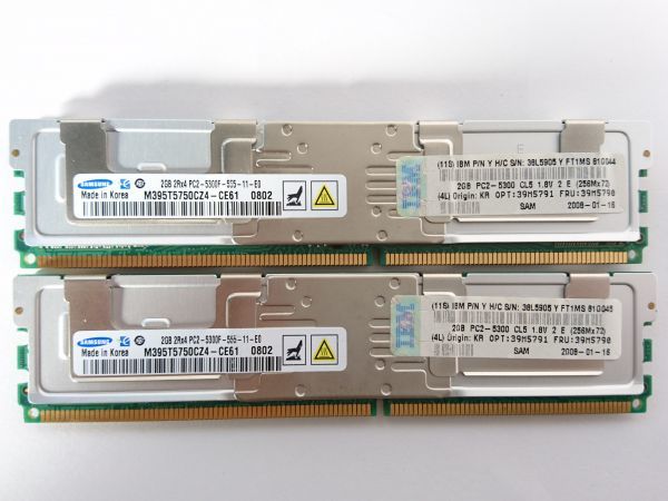 中古品★Samsung サーバー用メモリ 2GB 2Rx4 PC2-5300F-555-11-E0★2G×2枚 計4GB_画像1