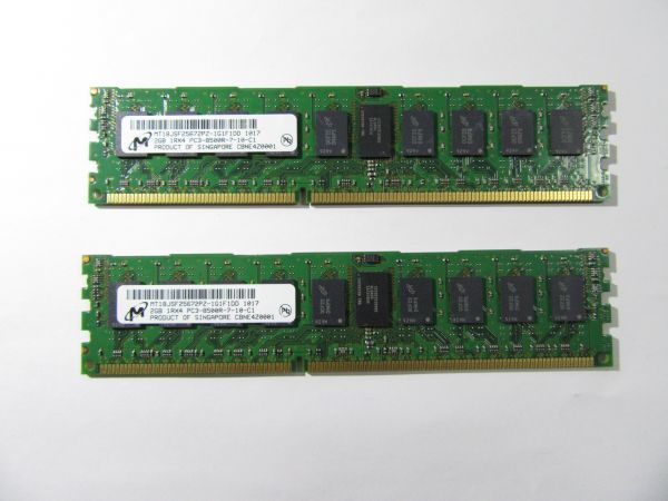 中古品Micronサーバー用メモリ1R×4 PC3-8500R-7-10-C1★2G×2枚 計4GB_画像1