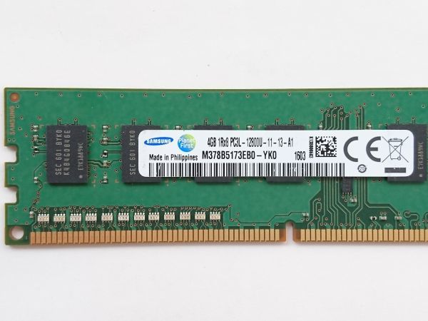 中古品★Samsung メモリ 4GB 1Rx8 PC3L-12800U-11-13-A1★4G×1枚 計4GB_画像2