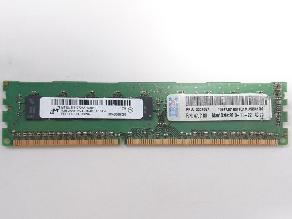 中古品★Micron サーバー用メモリ 4GB 2Rx8 PC3-12800E-11-13-E3★4G×1枚 計4GBの画像1